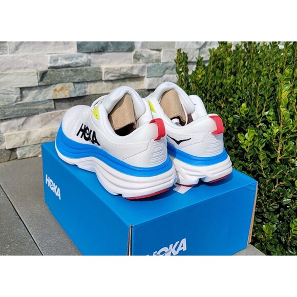 HOKA ONE Women’s Bondi 8 Running Shoes BVR White Blue size 5.5B US $165 NEW - Picture 4 of 5